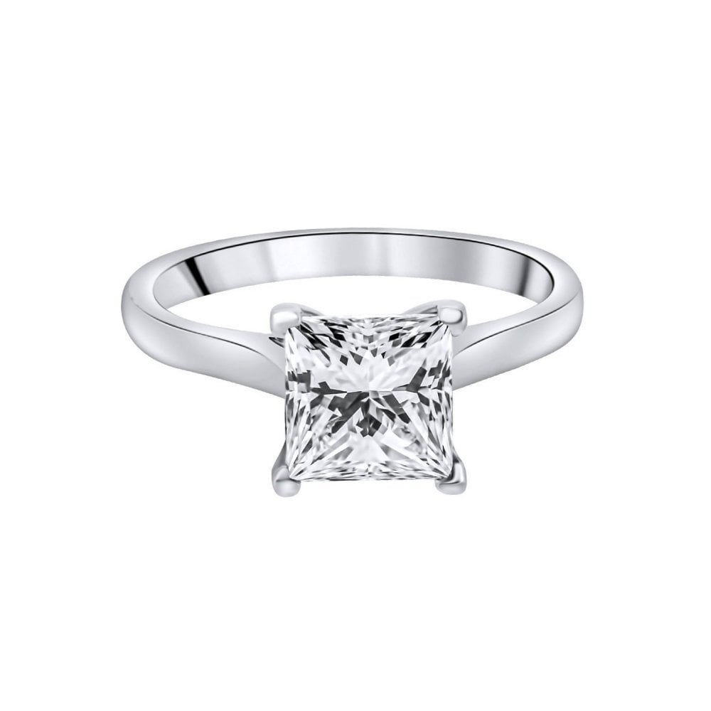 Lab grown platinum 2.06ct D VVS2 IGI princess cut diamond ring