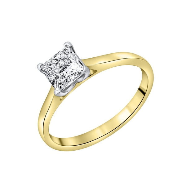 Lab grown 18ct yellow gold 1.02ct D VVS2 princess diamond ring