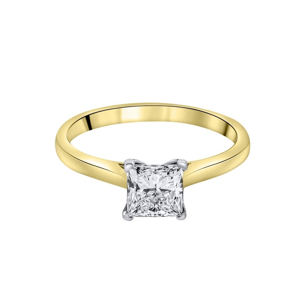 Lab Grown 18ct Yellow Gold 1.02ct D Vvs2 Princess Diamond Ring