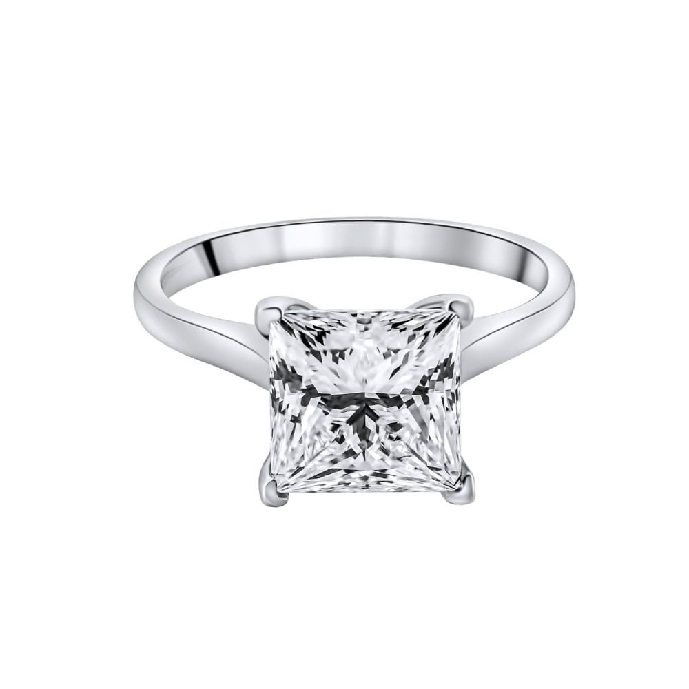 Lab grown platinum 3.02ct D VVS2 IGI princess cut diamond ring