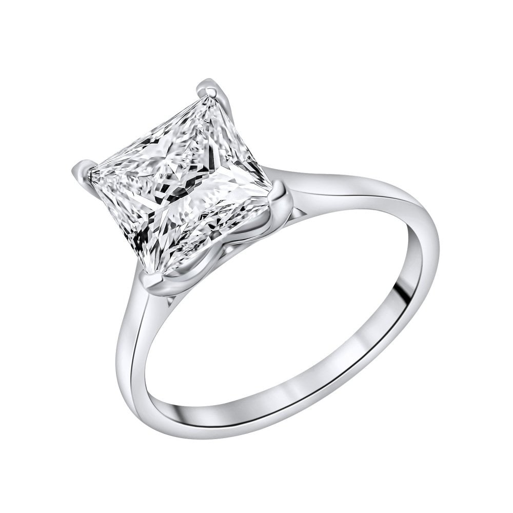 Lab grown platinum 3.08ct D VVS2 IGI princess cut diamond ring