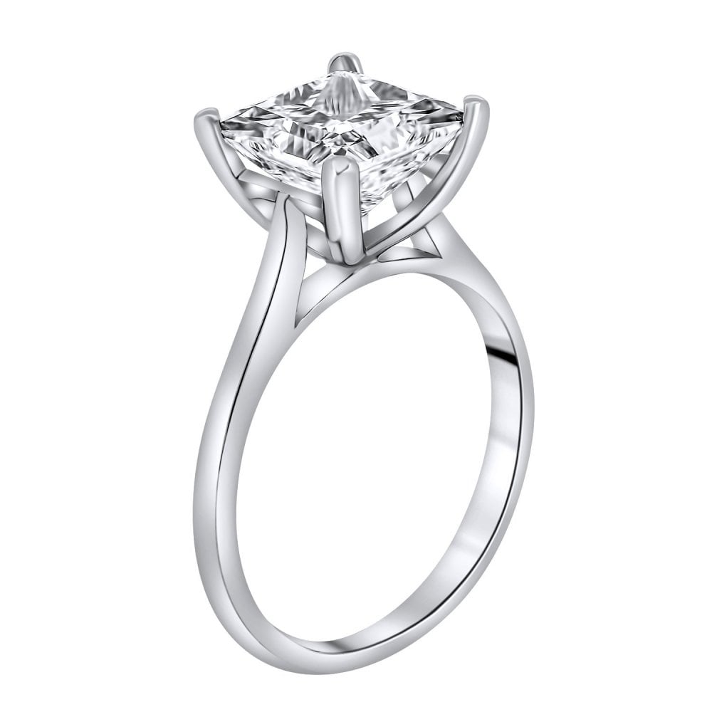 Lab grown platinum 3.08ct D VVS2 IGI princess cut diamond ring