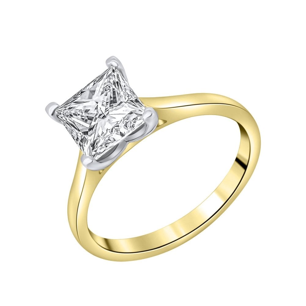 LG 18ct yellow gold 2.06ct D VVS2 IGI princess diamond ring