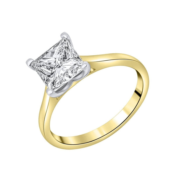 LG 18ct yellow gold 2.06ct D VVS2 IGI princess diamond ring