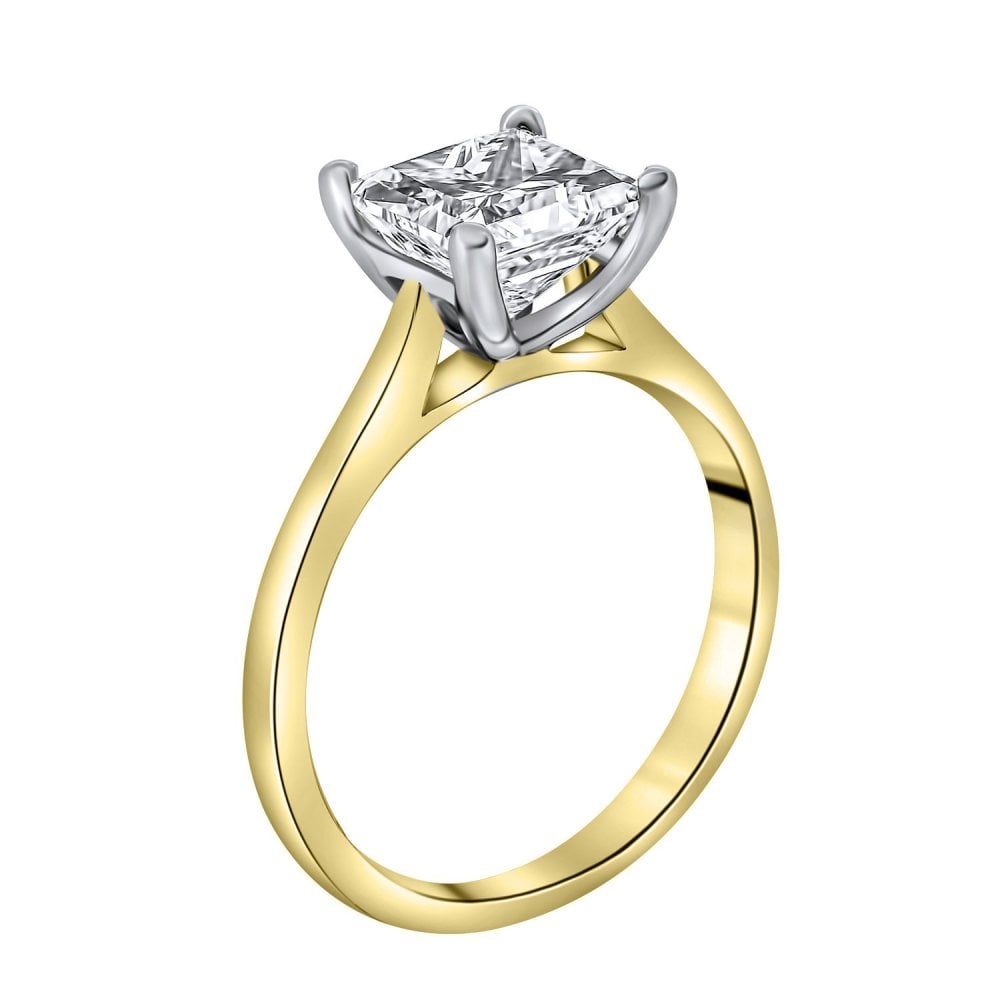 LG 18ct yellow gold 2.06ct D VVS2 IGI princess diamond ring