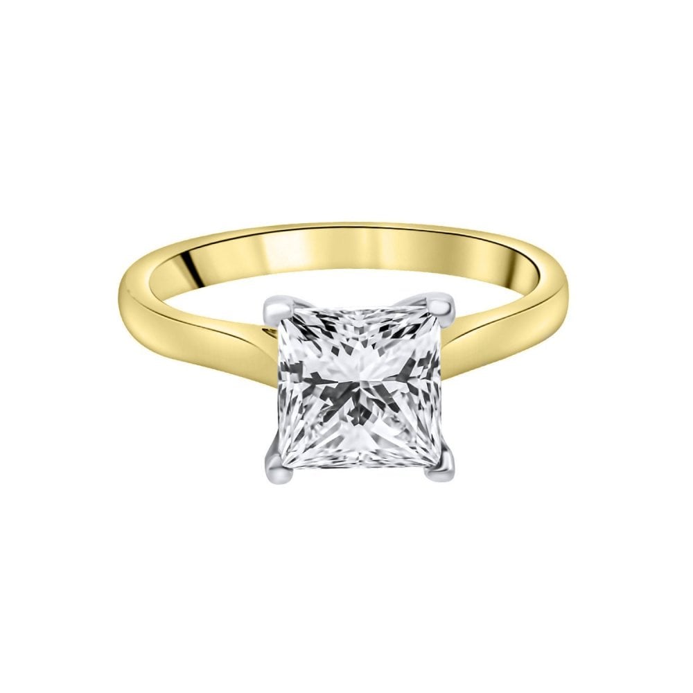LG 18ct yellow gold 2.06ct D VVS2 IGI princess diamond ring