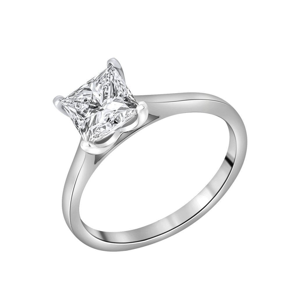 Lab grown platinum 1.51ct D VVS2 IGI princess cut diamond ring