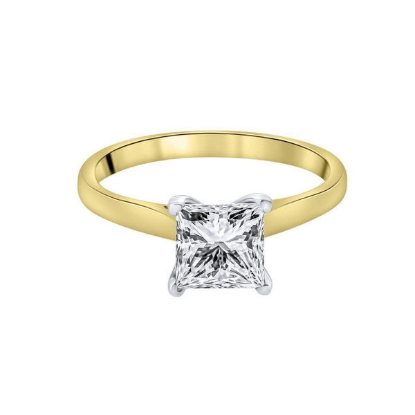 Lab grown 18ct yellow gold 1.56ct D VVS2 princess diamond ring