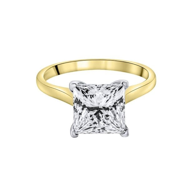 Lab Grown 18ct Yellow Gold 3.06ct D Vvs2 Princess Diamond Ring