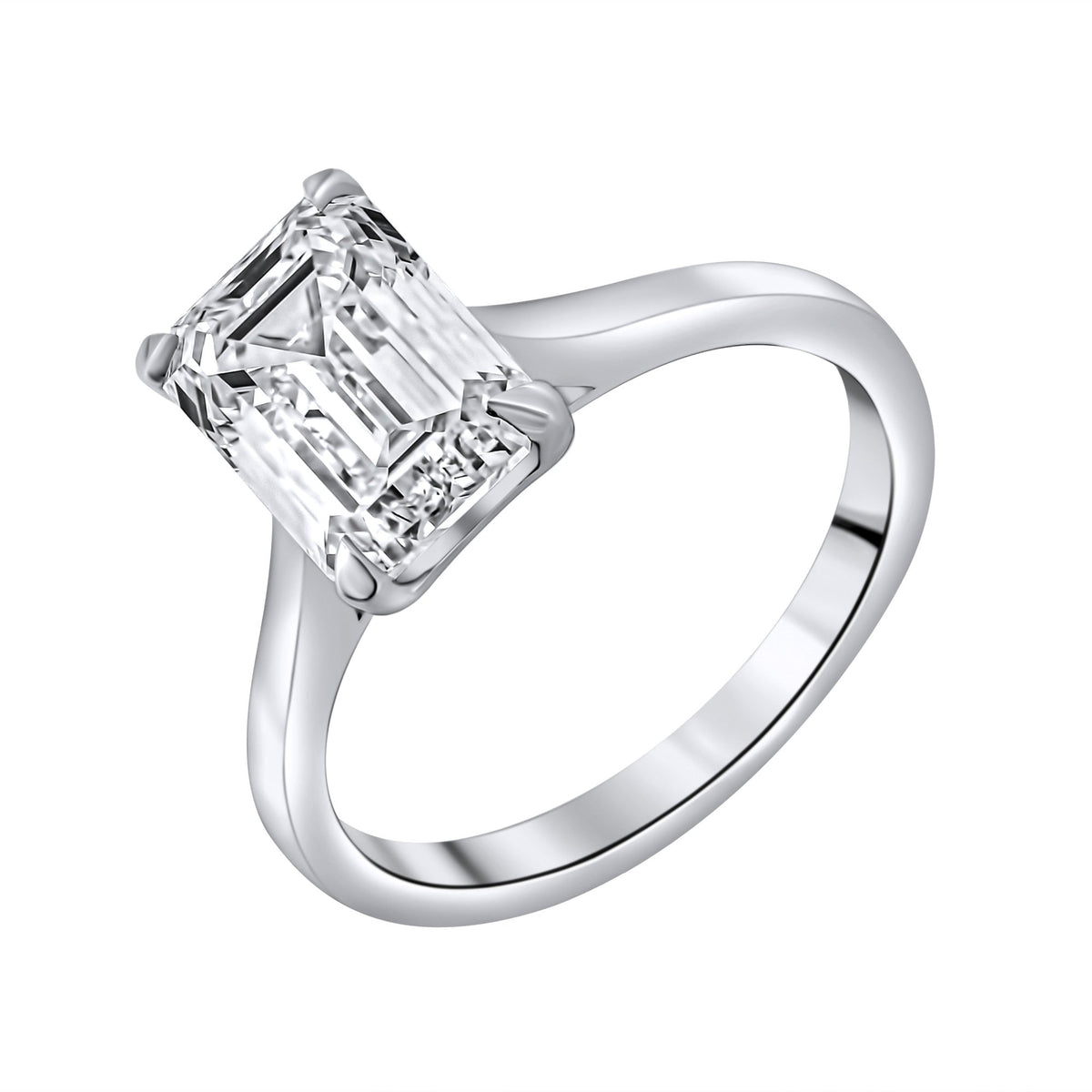 Lab grown platinum 3.01ct D VVS2 IGI emerald cut diamond ring