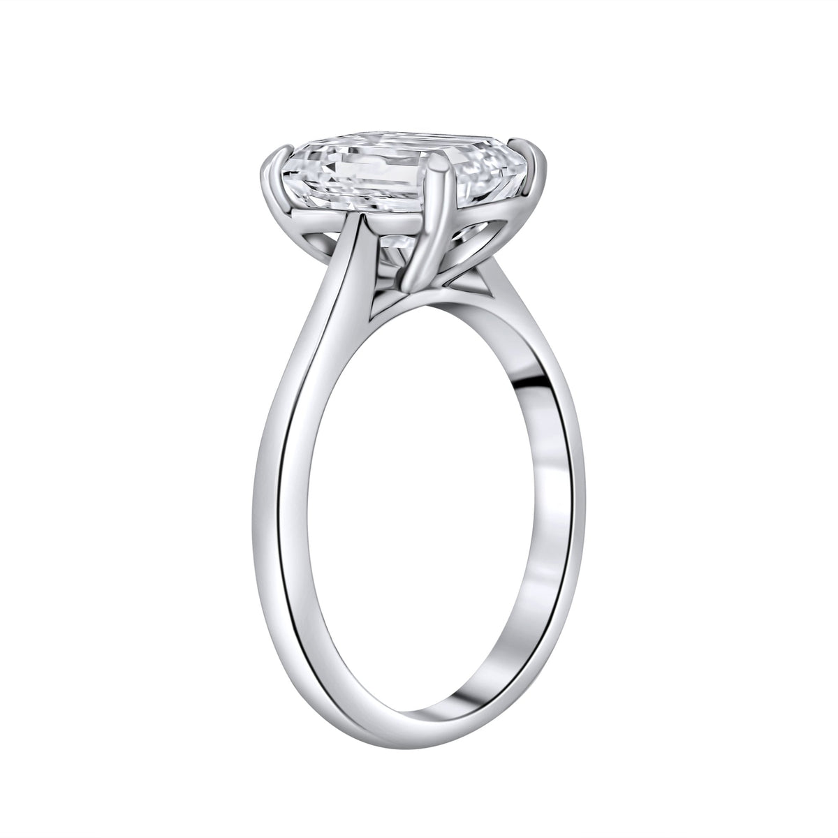Lab grown platinum 3.01ct D VVS2 IGI emerald cut diamond ring