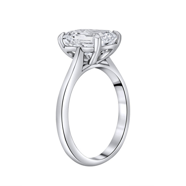 Lab grown platinum 3.01ct D VVS2 IGI emerald cut diamond ring
