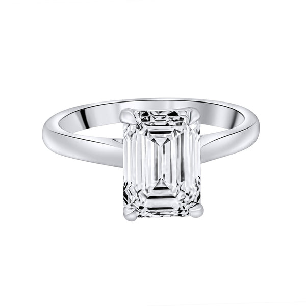 Lab grown platinum 3.01ct D VVS2 IGI emerald cut diamond ring