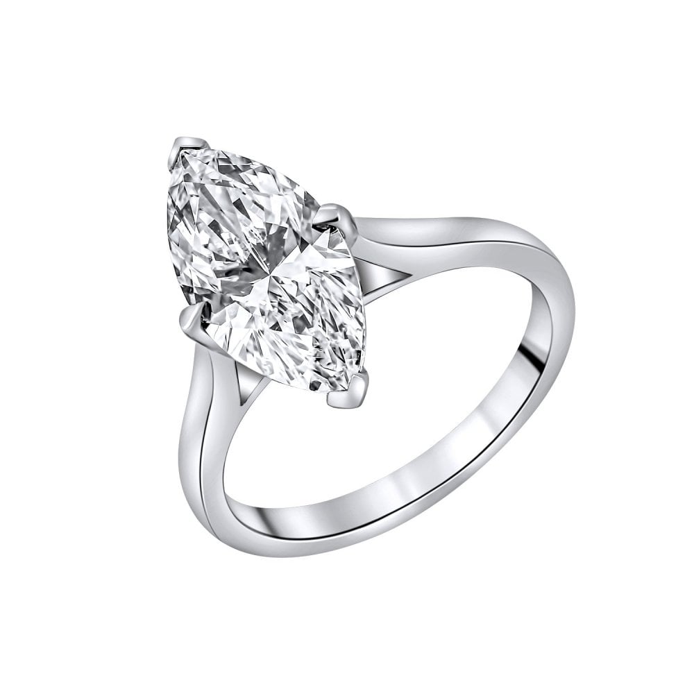 Lab grown platinum 3.04ct D VVS2 IGI marquise cut diamond ring