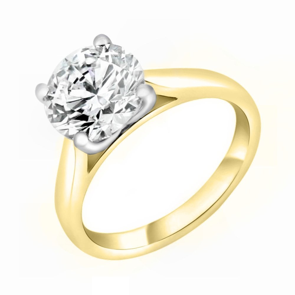 Lab grown 18ct yellow gold 3.02ct D VVS1 IGI round diamond ring