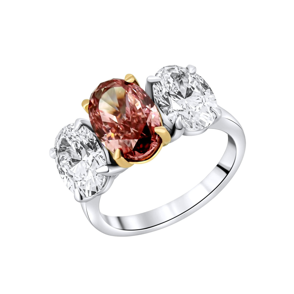 Lab grown platinum 6.08ct fancy pink & 3.02ct diamond ring