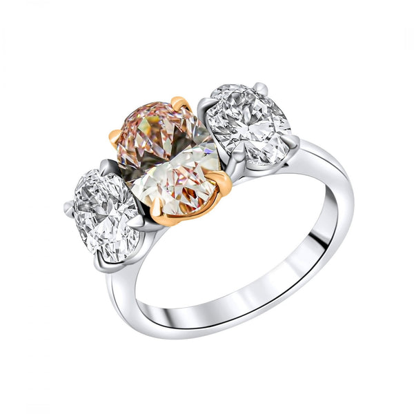 Lab grown platinum 4.13ct fancy pink & 2.04ct diamond ring
