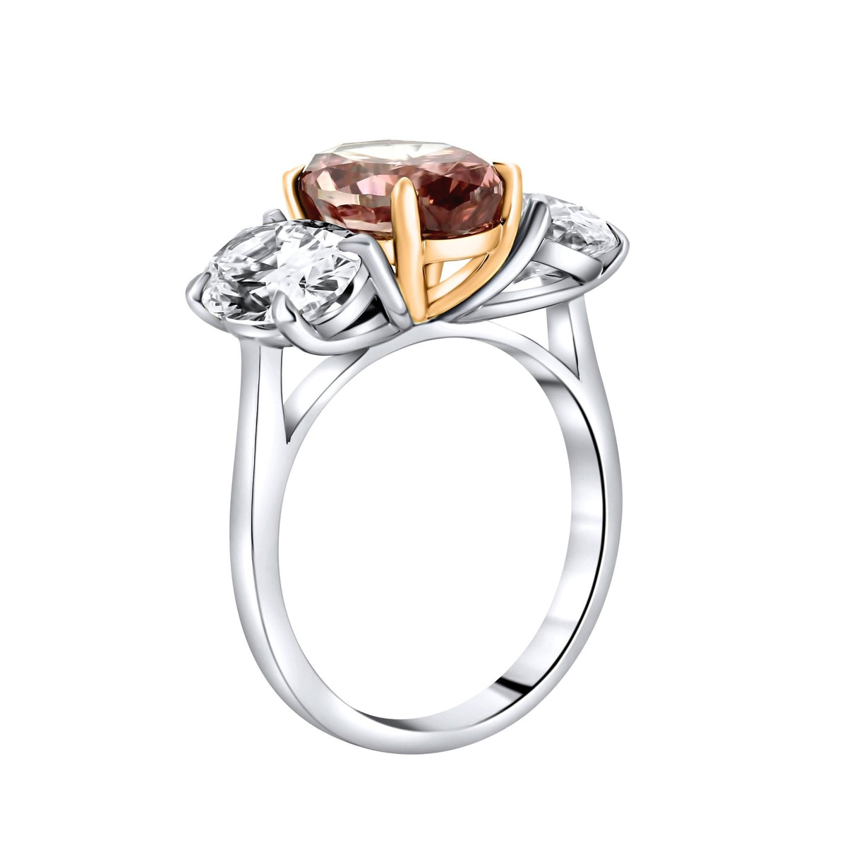 Lab grown platinum 6.08ct fancy pink & 3.02ct diamond ring