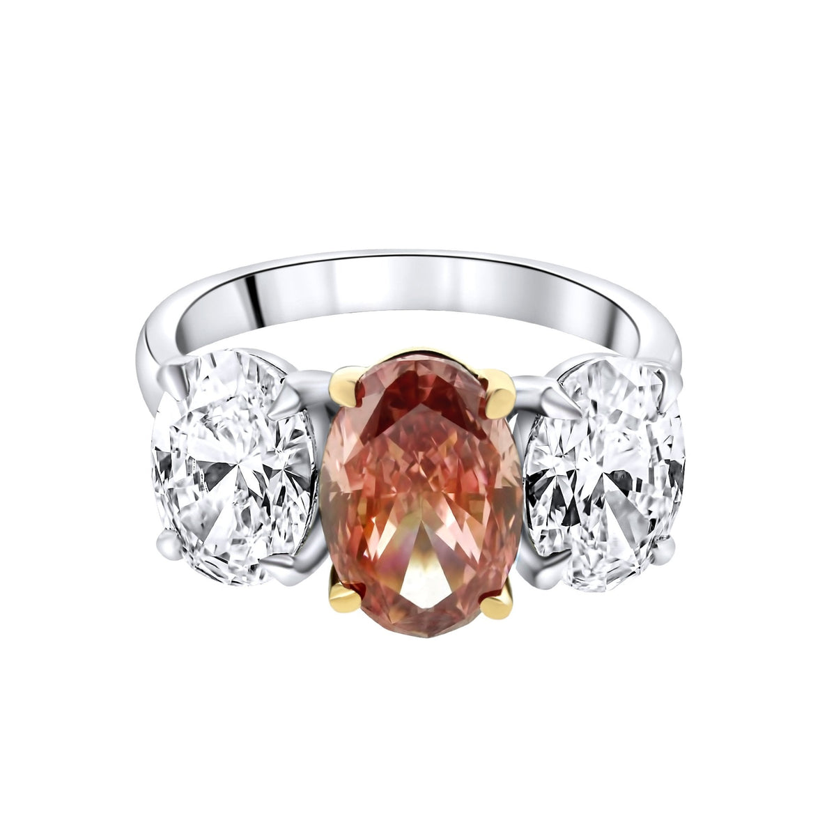 Lab grown platinum 6.08ct fancy pink & 3.02ct diamond ring