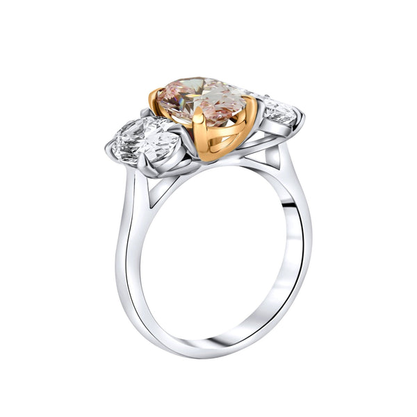 Lab grown platinum 4.13ct fancy pink & 2.04ct diamond ring