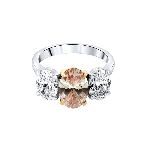 Lab grown platinum 4.13ct fancy pink & 2.04ct diamond ring