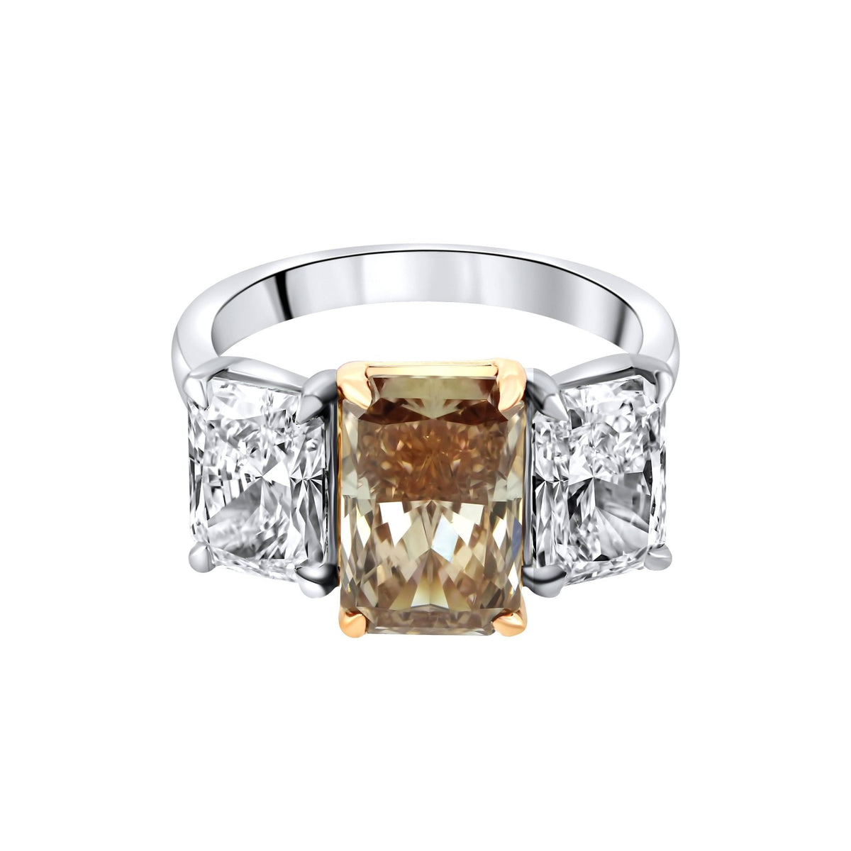 Lab grown platinum 3.03ct fancy pink & 3.00ct diamond ring