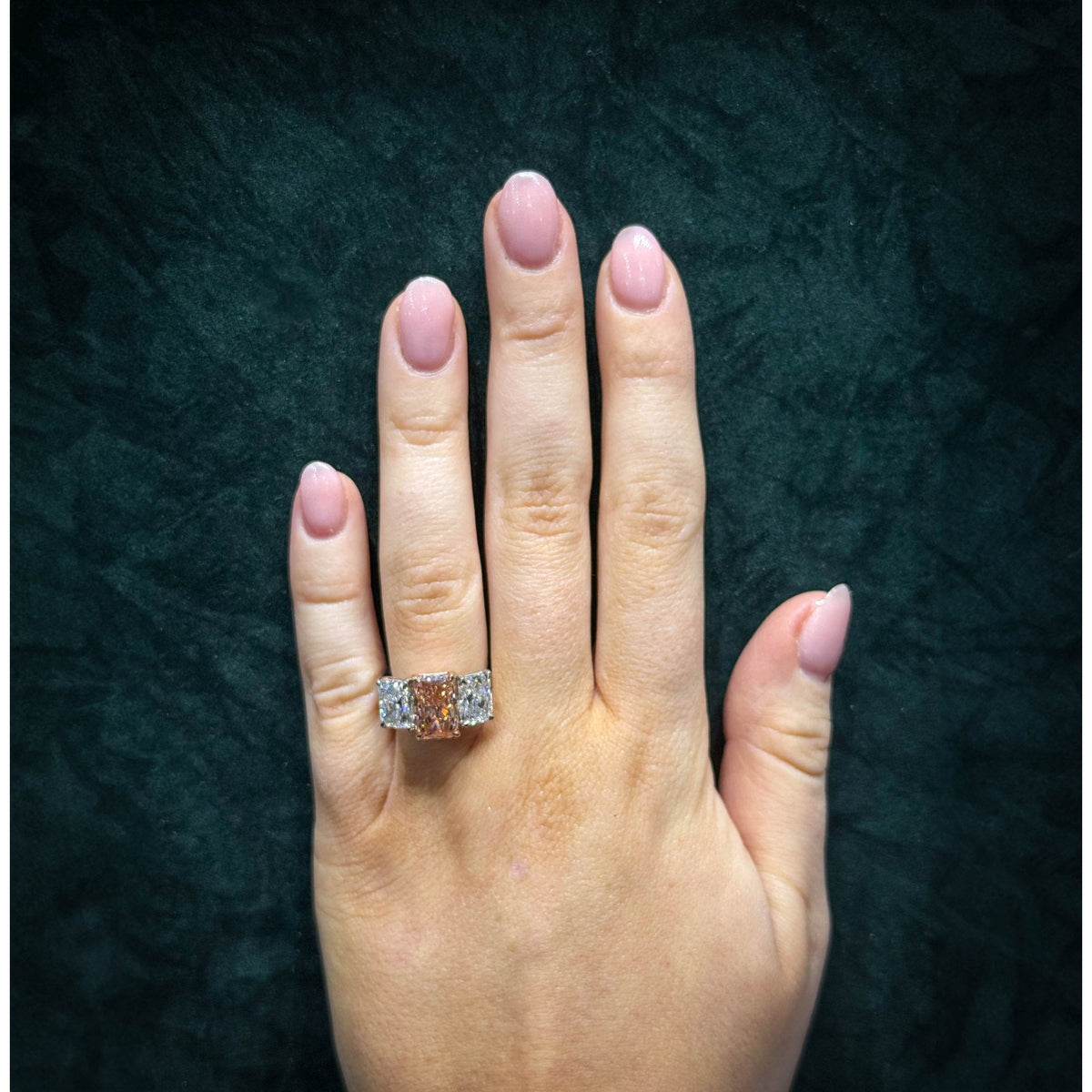 Lab grown platinum 3.03ct fancy pink & 3.00ct diamond ring