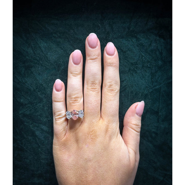 Lab grown platinum 4.13ct fancy pink & 2.04ct diamond ring