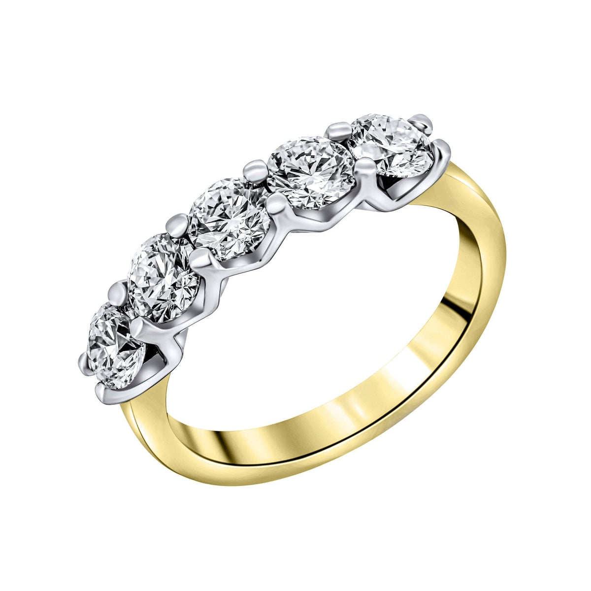 LG 18ct yellow gold 1.50ct D VVS2 IGI round diamond 5 stone ring