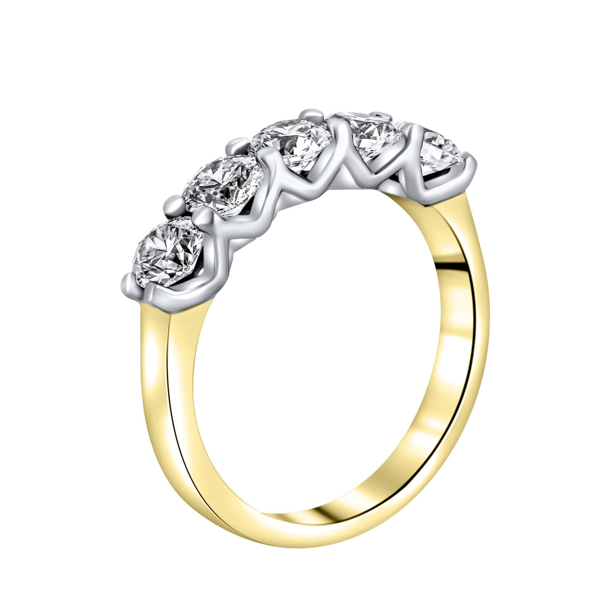 LG 18ct yellow gold 1.50ct D VVS2 IGI round diamond 5 stone ring