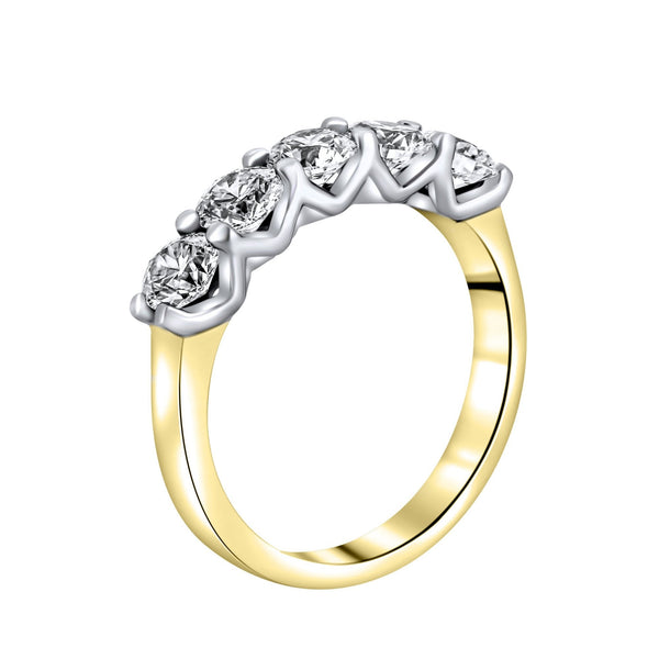 LG 18ct yellow gold 1.50ct D VVS2 IGI round diamond 5 stone ring