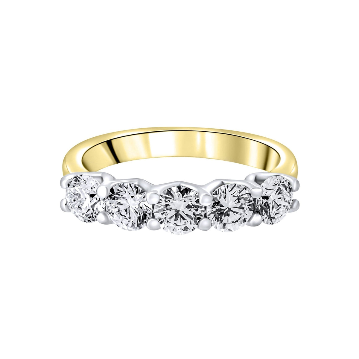 LG 18ct yellow gold 1.50ct D VVS2 IGI round diamond 5 stone ring