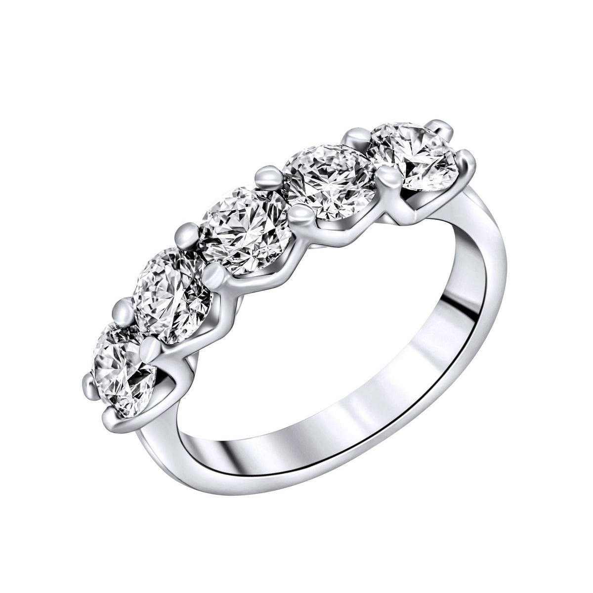 Lab grown platinum 2.15ct D VVS2 IGI round diamond 5 stone ring