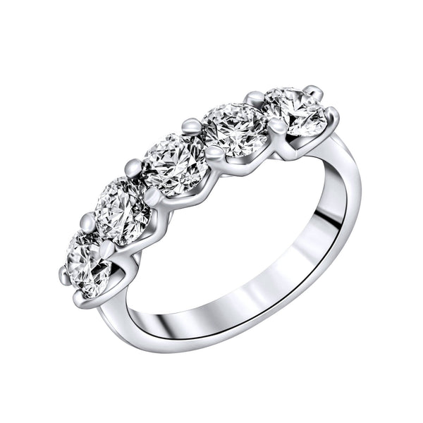 Lab grown platinum 2.15ct D VVS2 IGI round diamond 5 stone ring