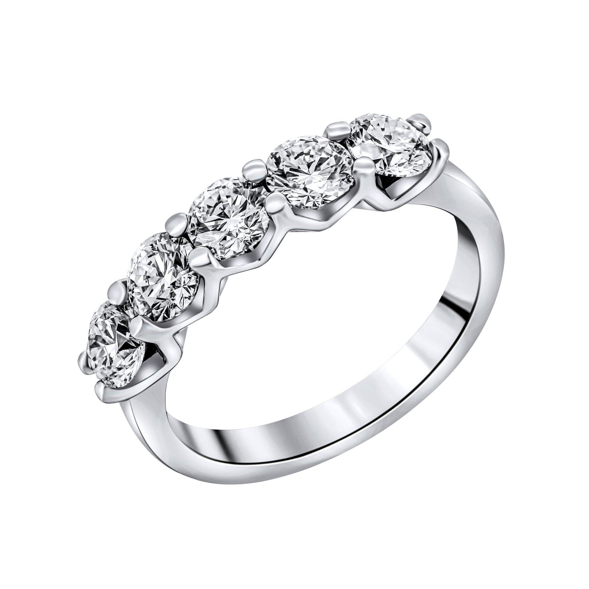 Lab grown platinum 1.60ct D VVS2 IGI round diamond 5 stone ring