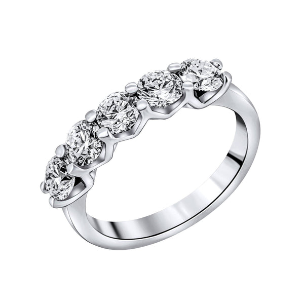 Lab grown platinum 1.60ct D VVS2 IGI round diamond 5 stone ring