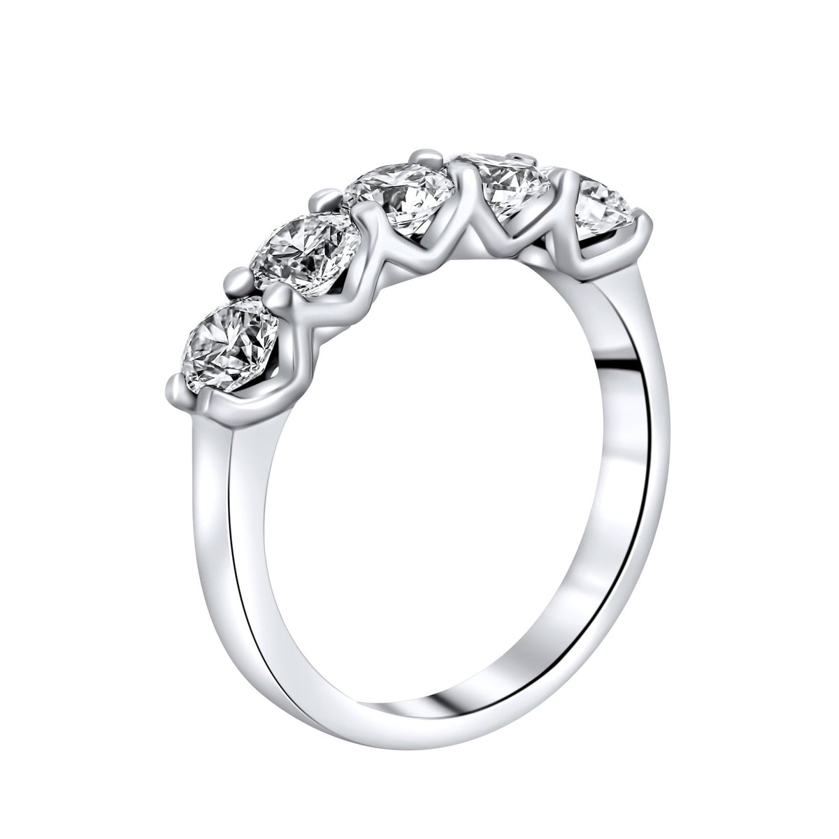 Lab grown platinum 1.60ct D VVS2 IGI round diamond 5 stone ring