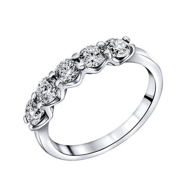 Lab grown platinum 1.05ct D VVS2 IGI round diamond 5 stone ring