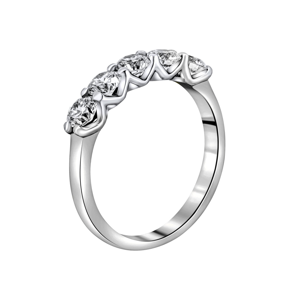 Lab grown platinum 1.05ct D VVS2 IGI round diamond 5 stone ring