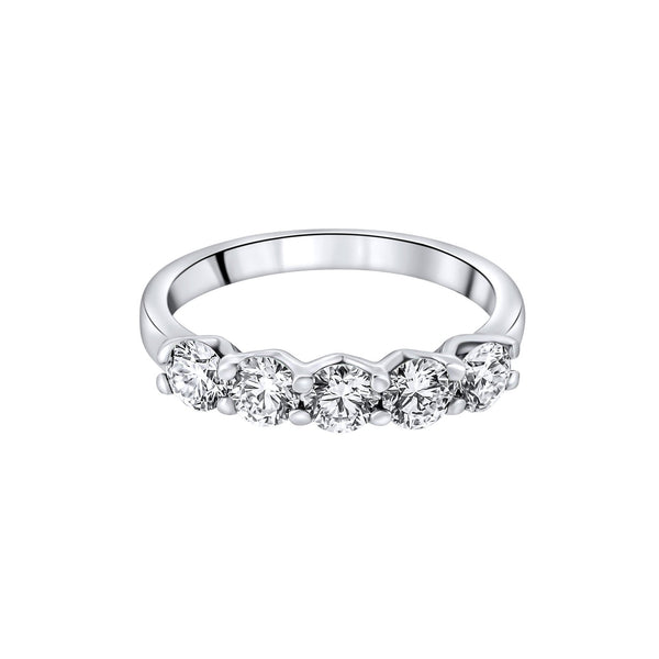 Lab grown platinum 1.05ct D VVS2 IGI round diamond 5 stone ring