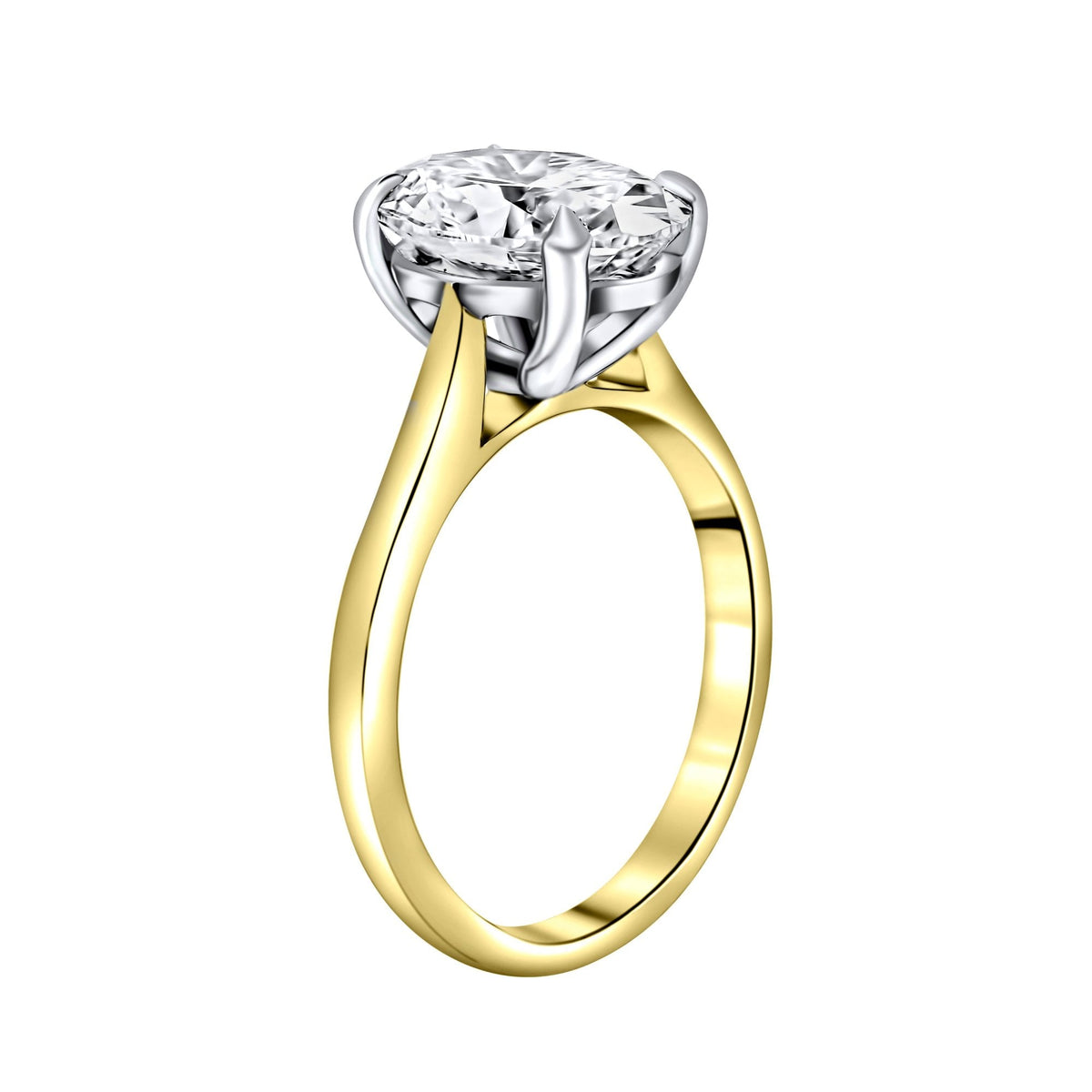 Lab grown 18ct yellow gold 2.51ct D VVS2 IGI oval diamond ring