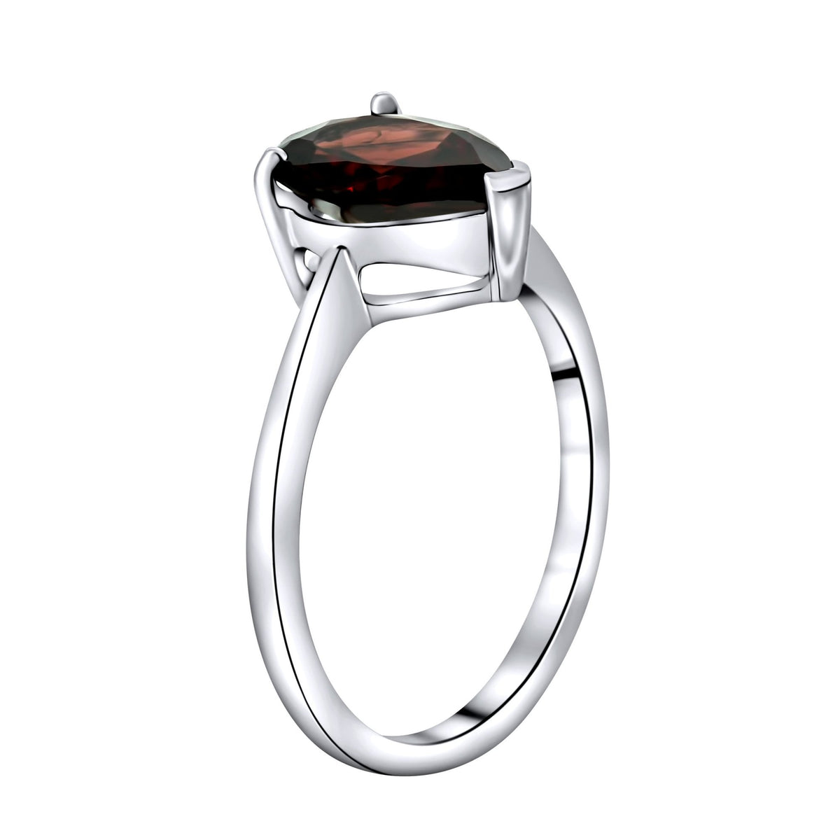 9ct white gold 10mm x 7mm pear cut garnet ring