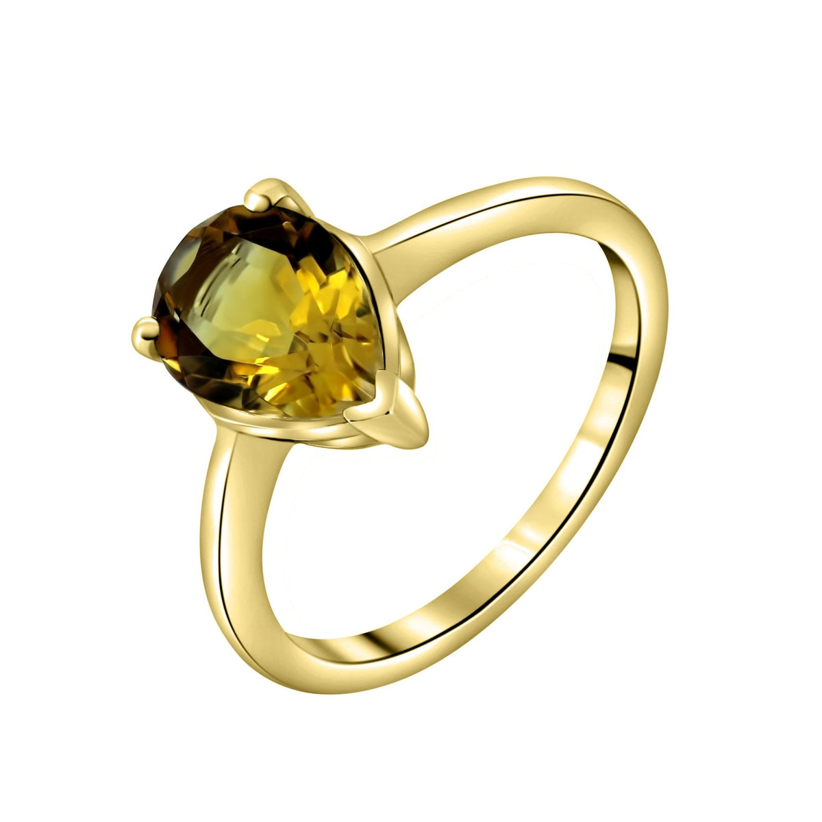 9ct yellow gold 10mm x 7mm pear cut citrine ring