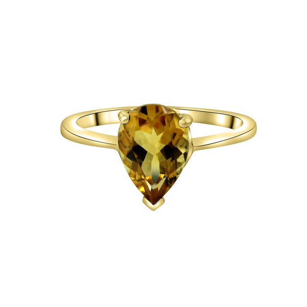 9ct yellow gold 10mm x 7mm pear cut citrine ring