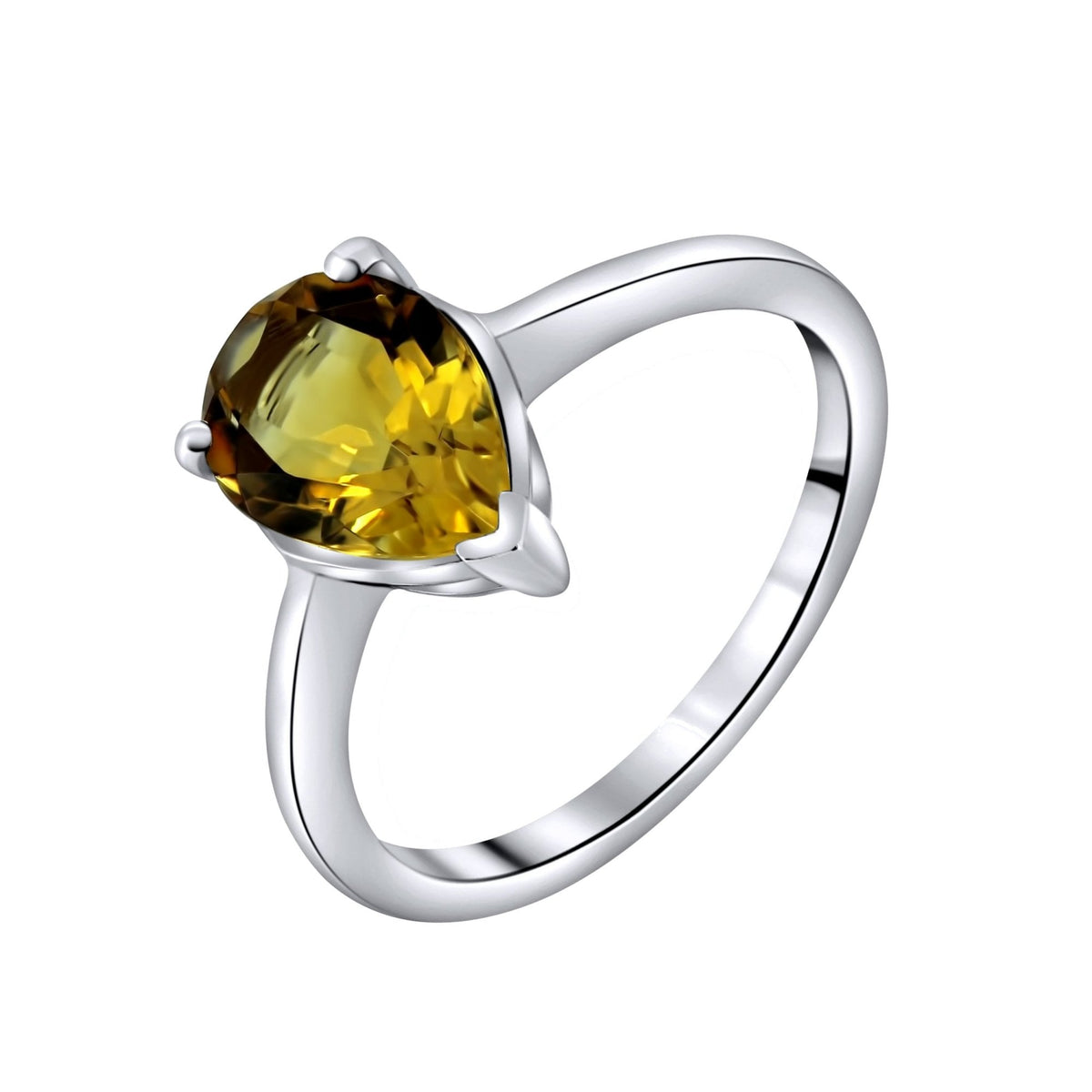 9ct white gold 10mm x 7mm pear cut citrine ring