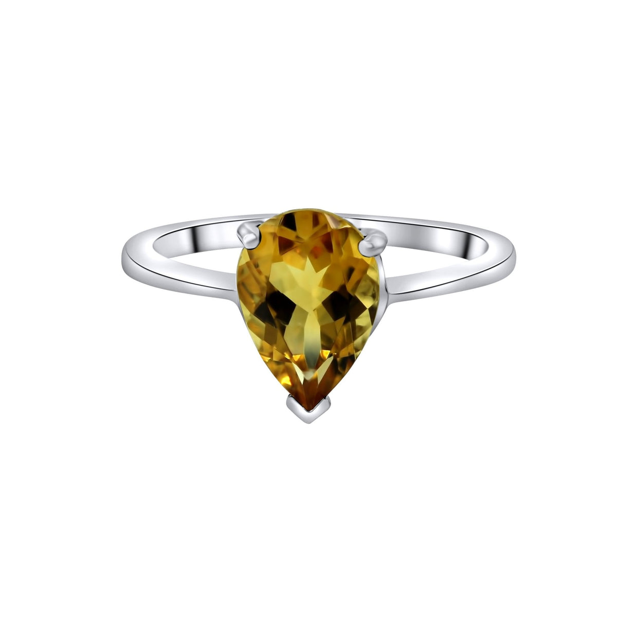 9ct white gold 10mm x 7mm pear cut citrine ring