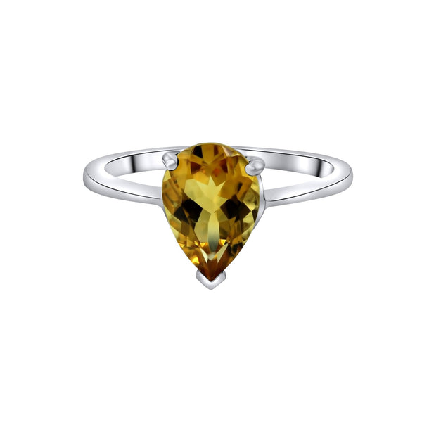 9ct white gold 10mm x 7mm pear cut citrine ring