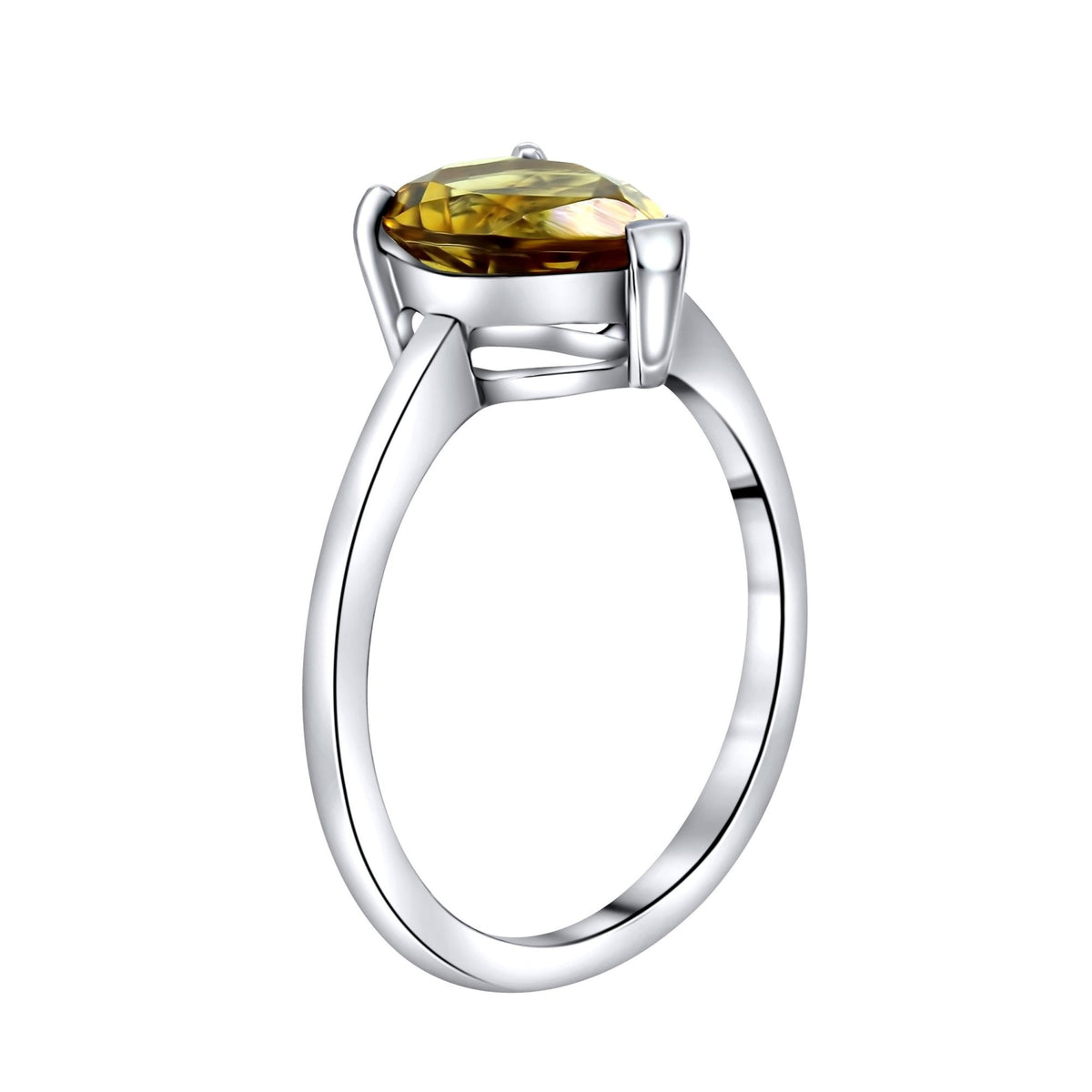 9ct white gold 10mm x 7mm pear cut citrine ring