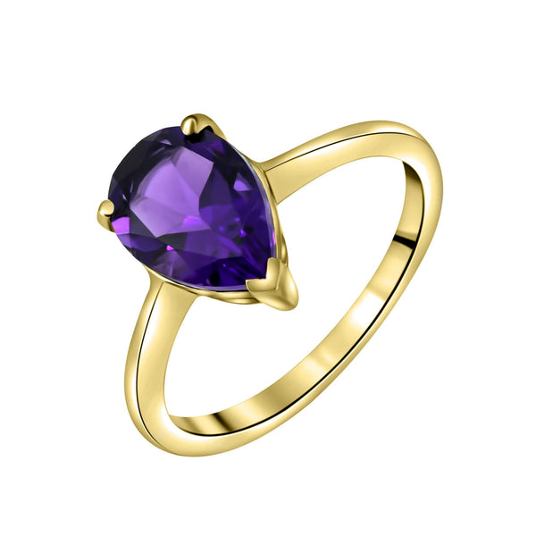 9ct yellow gold 10mm x 7mm pear cut amethyst ring