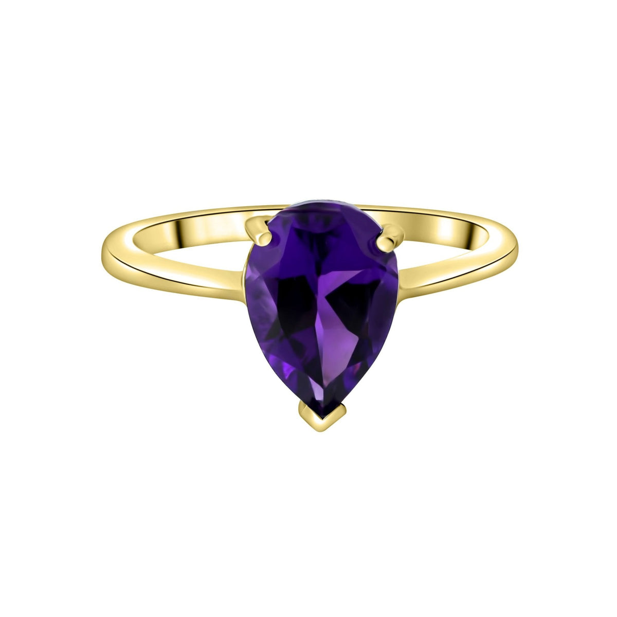 9ct yellow gold 10mm x 7mm pear cut amethyst ring